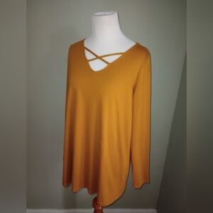 Lands' End Long Sleeve Crisscross neck Gold tunic Size Medium 10-12